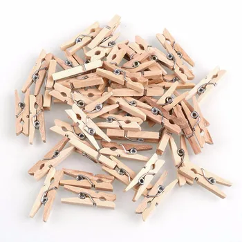

150pcs Mini Natural Wooden Clothes Photo Paper Clothespin Craft Clips 25mm Home Wooden Clothes Spring Clips