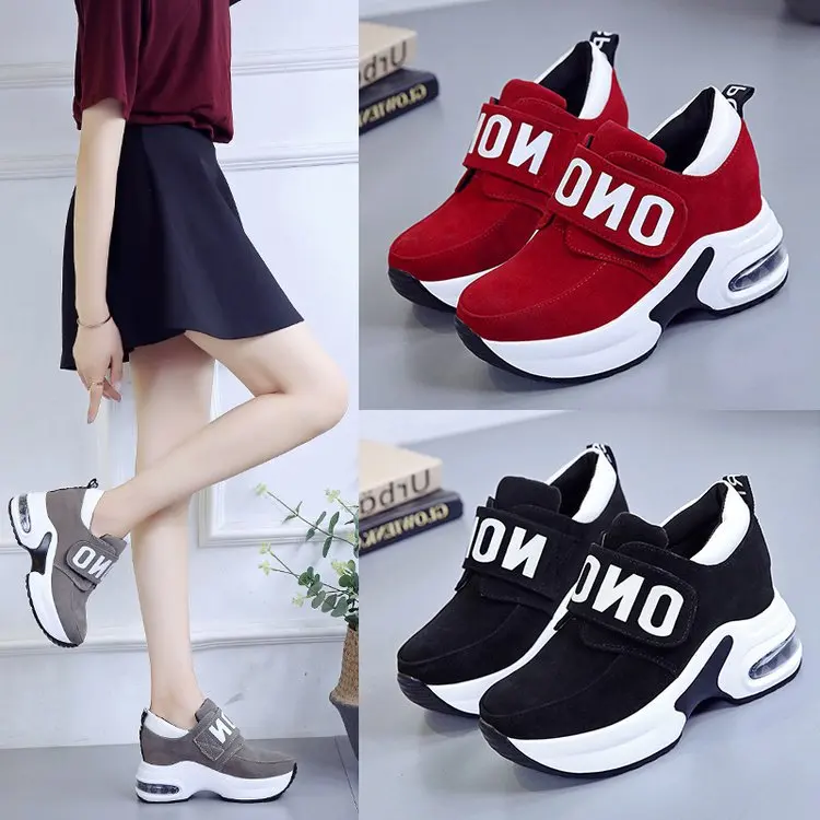 

Casual Shoes Women's Thick Bottomed Hot Selling Women's Athletic Shoes Velcro Slanted Heel Platform Shoes