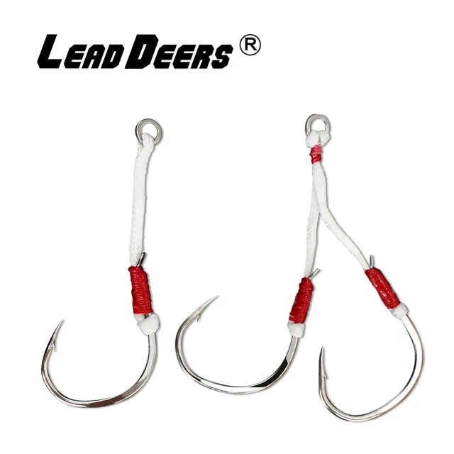 Best Leaddeers 5packs/lot Slow Jigging Hooks Fishhooks cb5feb1b7314637725a2e7: Double hooks|Siingle hooks