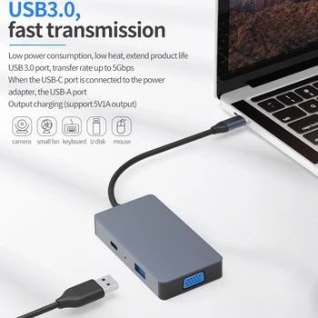 

5 in 1 USB C Hub Adapter, 4K USB C to Dual HDMI,USB3.0 100W PD for Mac Pro Surface Chrome Huawei Tablet Sumsang Phone