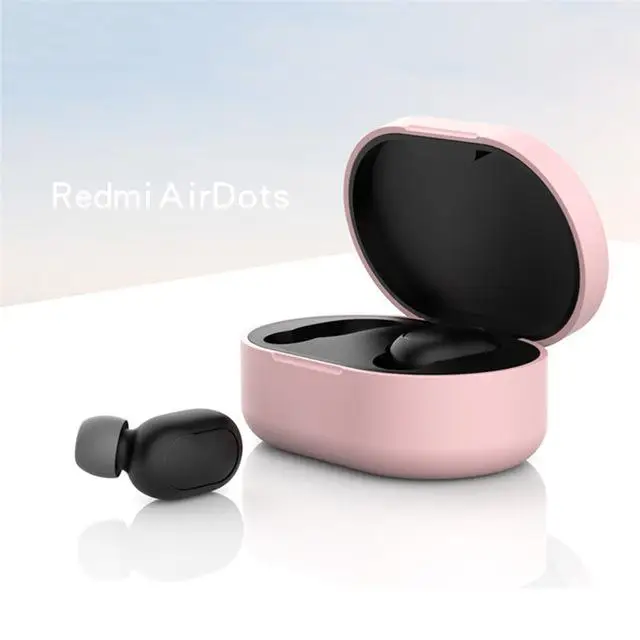 Силиконовый защитный чехол для наушников для Xiaomi Redmi AirDots наушники TWS Bluetooth наушники Беспроводная гарнитура оболочка - Цвет: Pink