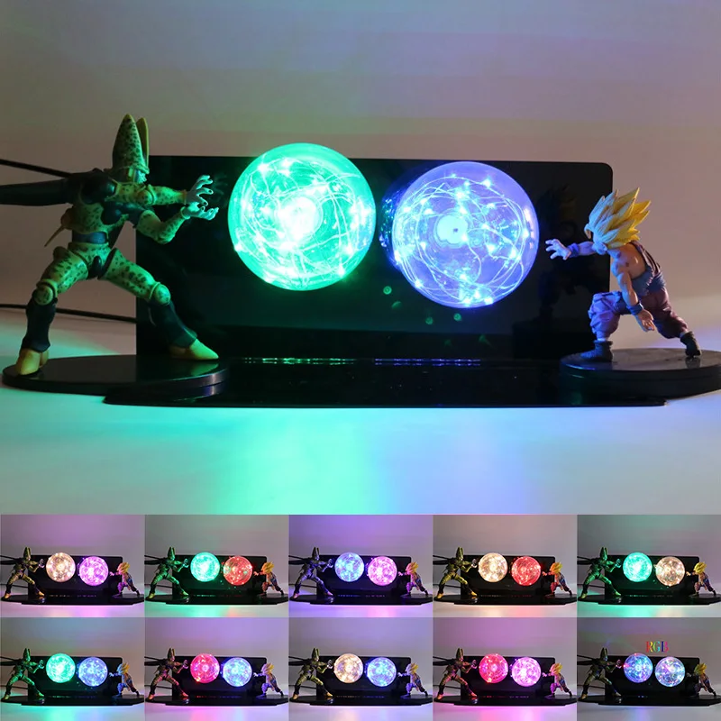 DBZ Gohan vs Cell 3D LED Lamp Anime Figurine Luminaria Children Baby Action Figures Bedside Table Night Light for Bedroom | Лампы и
