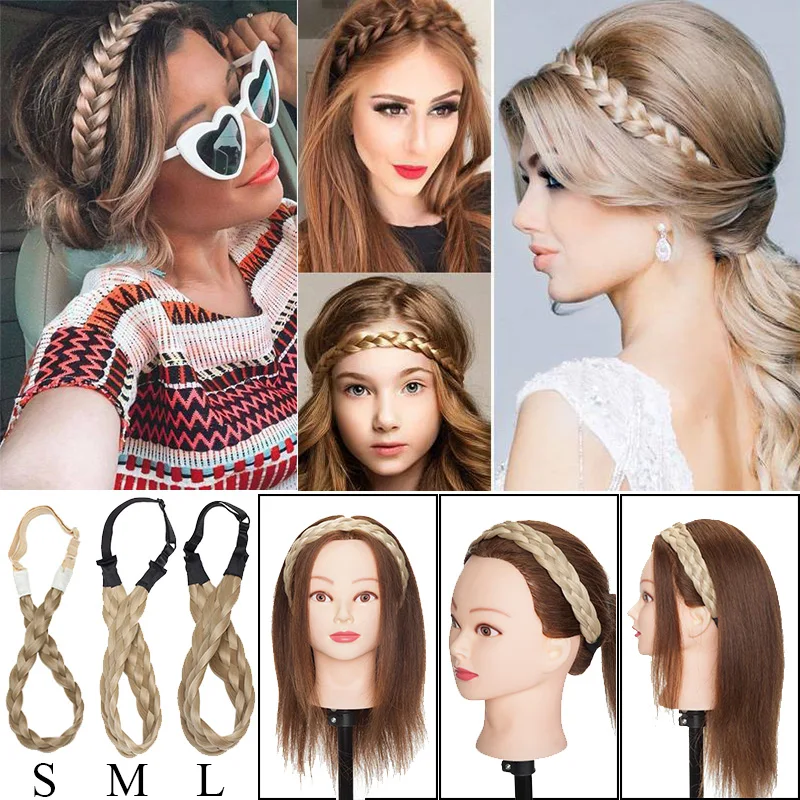 Benehair Headband Platied Elastic Hair Band Braided Headwear Hair