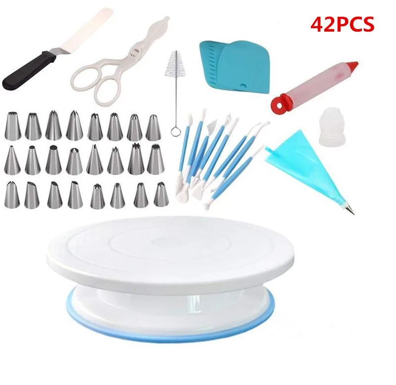 42pcs Набор инструментов для украшения торта, лопатки для теста, насадка для крема, кухонная форма для выпечки, набор инструментов для торта - Цвет: 42pcs