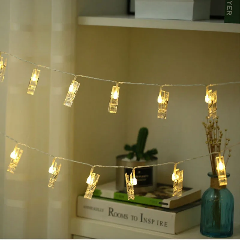 

Cross Border for LED Clip Lighting Chain Creative Photo Clip Decorative Lights Christmas Lights USB Battery Lantern Lighting Cha