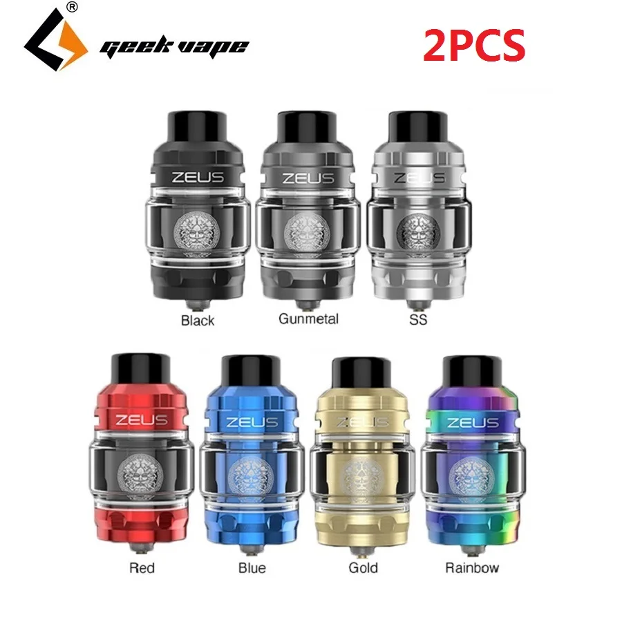 

2pcs Original Geekvape Zeus Subohm Tank 2ml/5ml Capacity with Quick slide coil design & 810 Drip Tip for Aegis Solo VS Zeus X