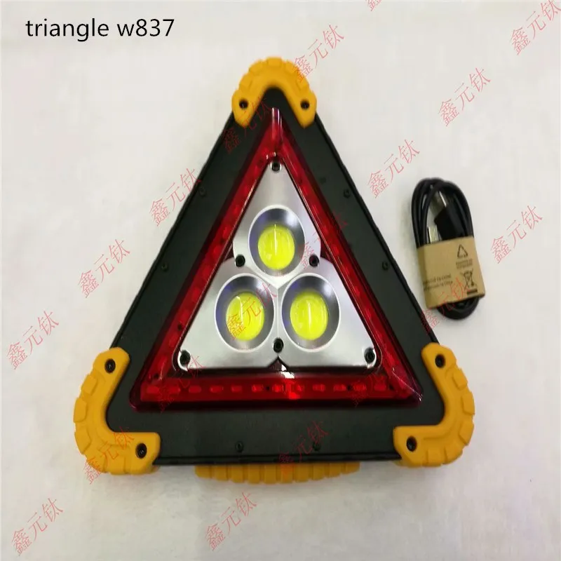 

MULTIFUNCTIONAL working lamp W837 White triangle emergency light Camping lamp Moving light highlighted 2pcs cob 15w