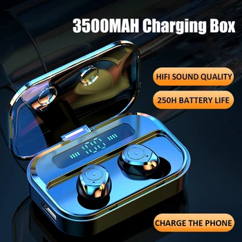 

3500mAh Charge Case TWS True Wireless Bluetooth V5.0 Earphones Stereo Sports Waterproof Touch Control Earbuds With Mic Headset