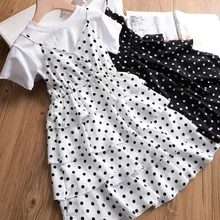 2 предмета; платье принцессы для девочек; детское платье в горошек с принтом; рубашки; детская одежда для девочек