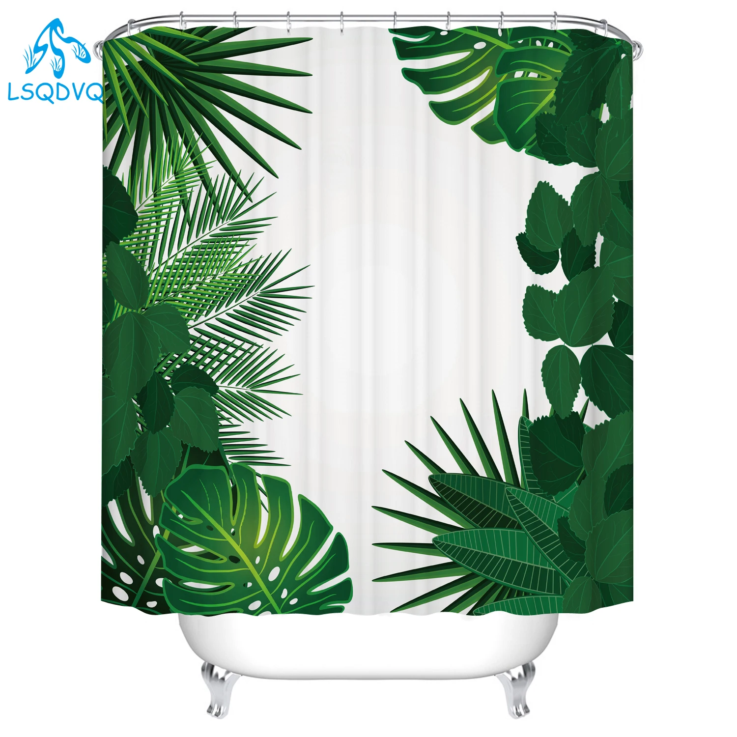 African Shower Curtains Sets Tropical Rainforest Leaves Flower Plant