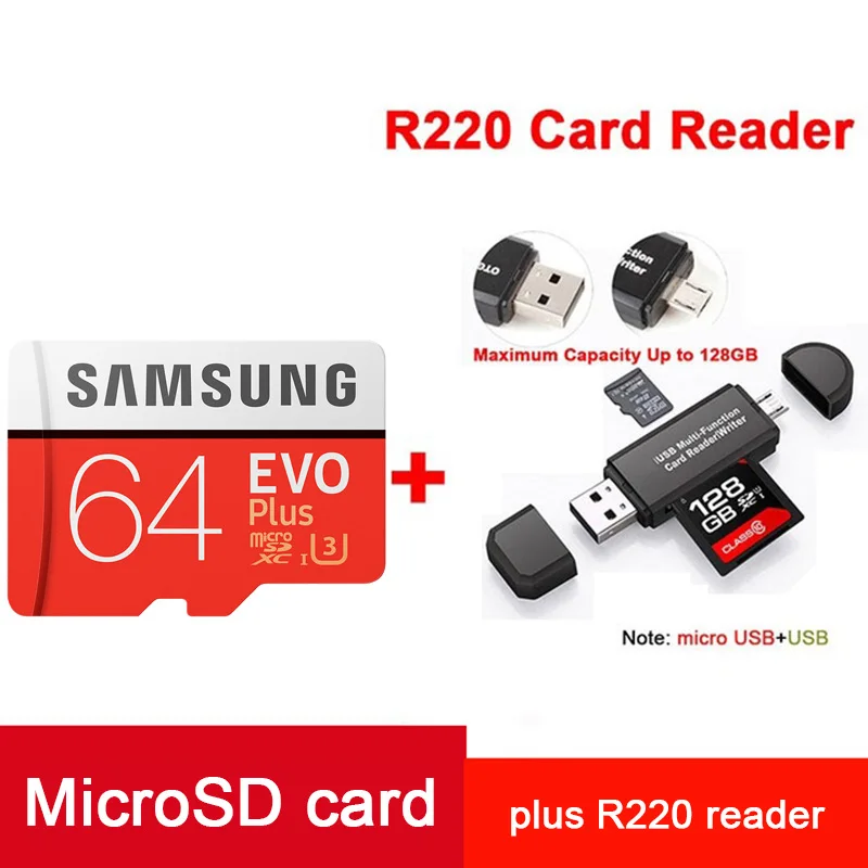 Samsung Micro SD карта 32 ГБ Class 10 карт памяти MicroSD 256 ГБ 128 ГБ 64 ГБ TF карты sdhcxc картао де memoria дропшиппинг - Емкость: MC64G-R220
