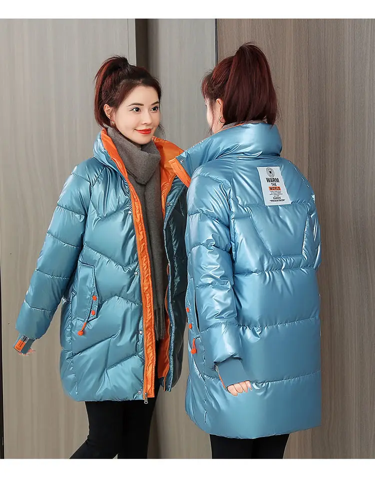 Winter Jacket Women 2021 New Glossy Down Cotton Coat Winter Warm Down Jacket Parkas Thick Warm Cotton-Padded Coat Outwear Female Winter Jacket Women 2021 New Glossy Down Cotton Coat Winter Warm Down Jacket Parkas Thick Warm Cotton-Padded Coat Outwear Female