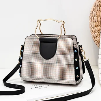 

Fashion Metal Top-handle Luxury Handbags Women Cross Body Messenger Bag Designer 2020 Fashion Plaid Evening Bag Women JD06121