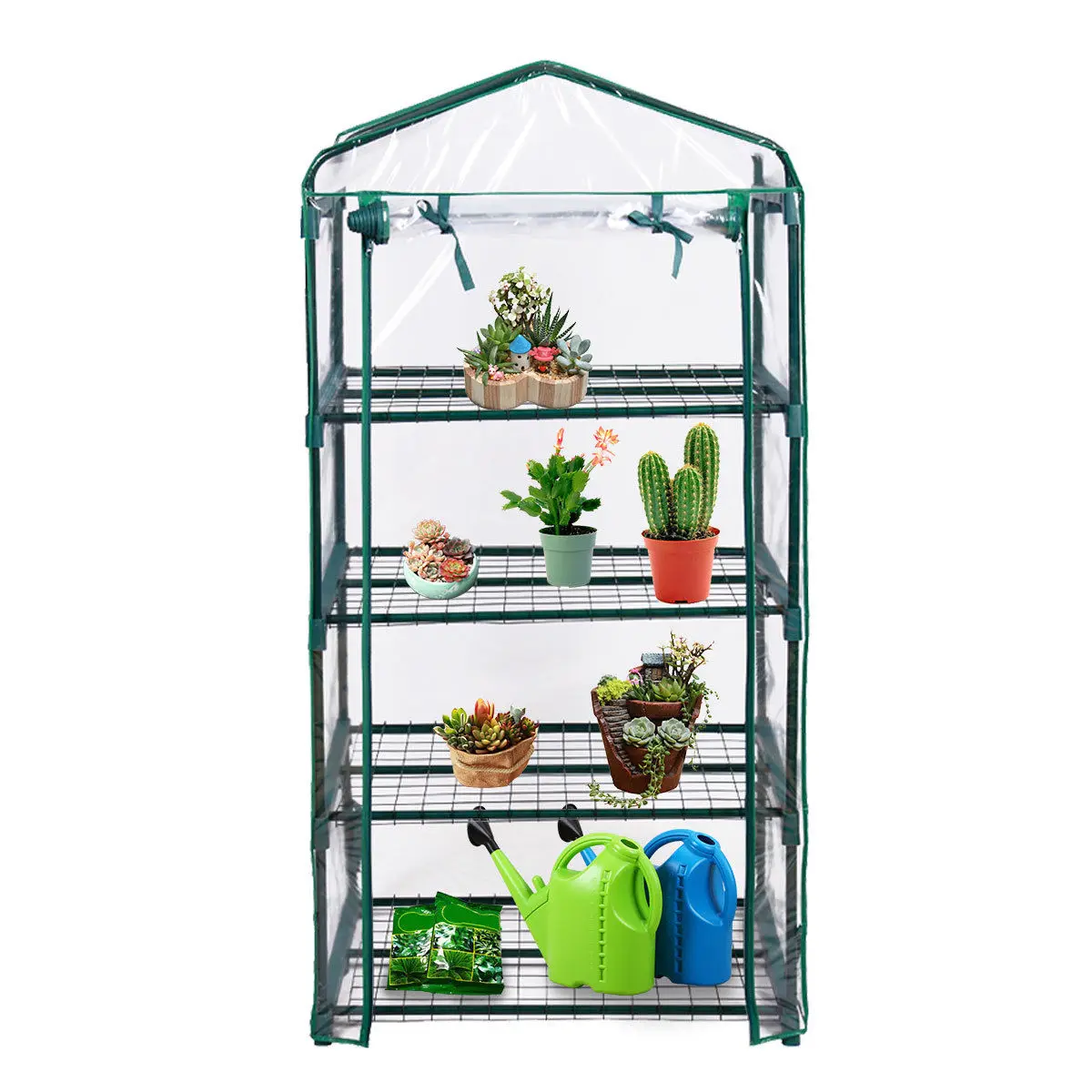 

Costway Portable Mini Walk In Outdoor 4 Shelves Greenhouse
