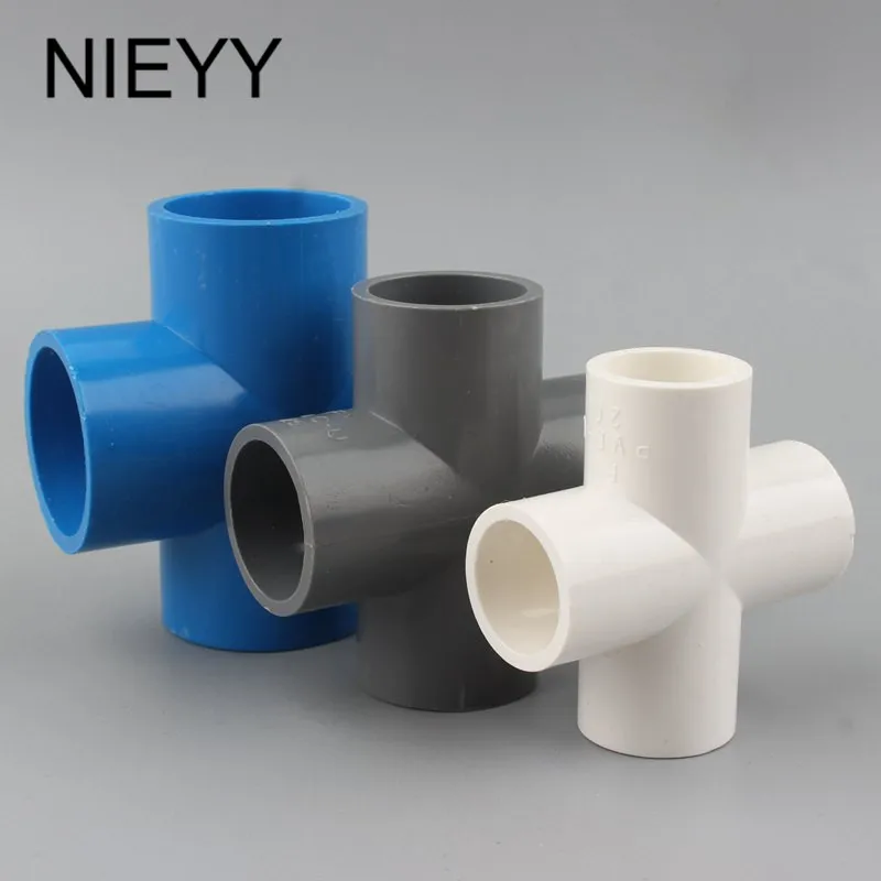 

PVC 20 25 32 40 50mm Cross Connector 4-way Quick Connector Plastic Pipe Fittings Fish tank joint Garden Irrigation Accessories