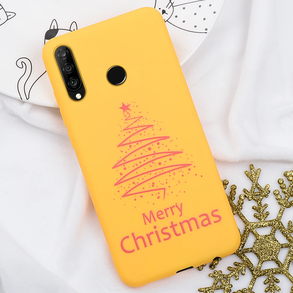 08 Мягкий чехол из ТПУ с рождественским рисунком для huawei P20 P30 Lite, матовая Защитная крышка, чехол для huawei Honor 10 20 Lite 8X 9X - Цвет: 08