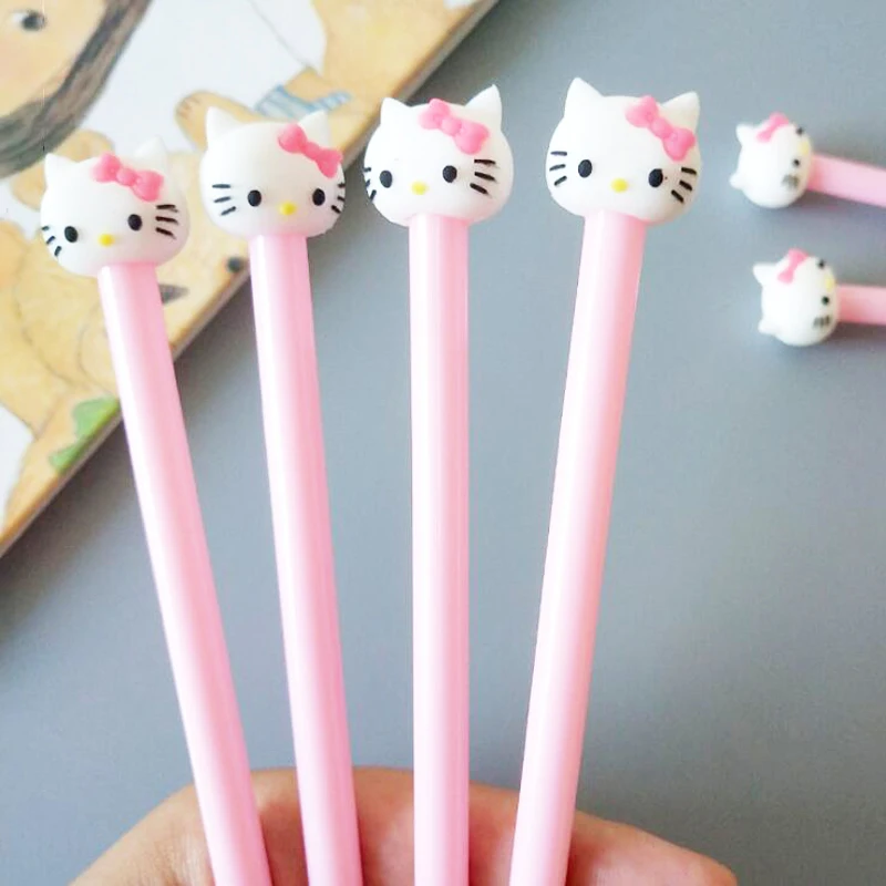 Kawaii Hello Kitty кошачья голова черная мультипликационная гелевая ручка Синие