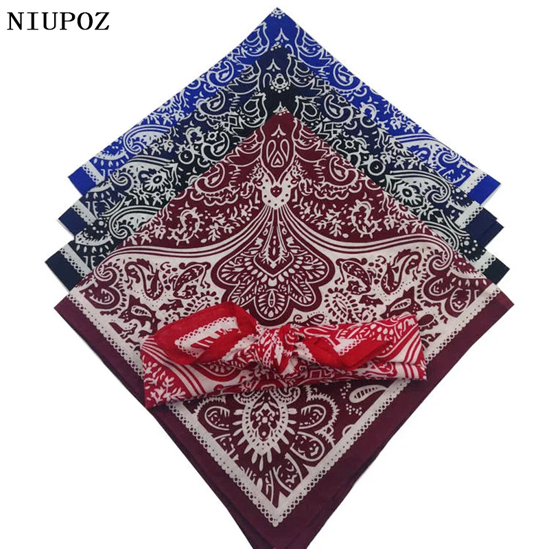 58*58cm Fashion Women Foulard Hip Hop Cotton Bandana Square Cashew Scarf Headband Unisex Black Red Paisley printed scarf square scarf cotton head wrap