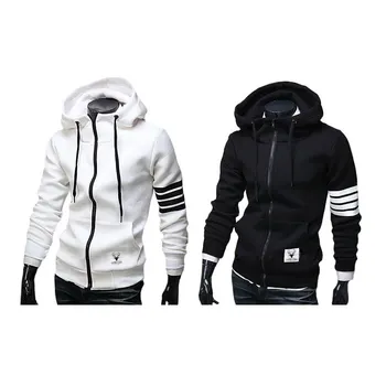 

Autumn Winter Men Hooded Tracksuit Zip Up Fleece Grunge Cardigan Outdoor Male Long-sleeved Sweatshirt Hoodie