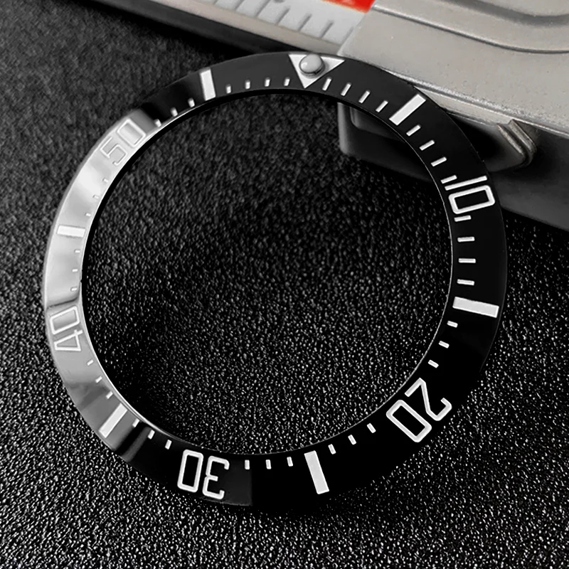 Inserto con lunetta in ceramica scanalata lunetta con intaglio 40*31.8mm per parti di orologi MOD Sea-abiter (non luminoso)