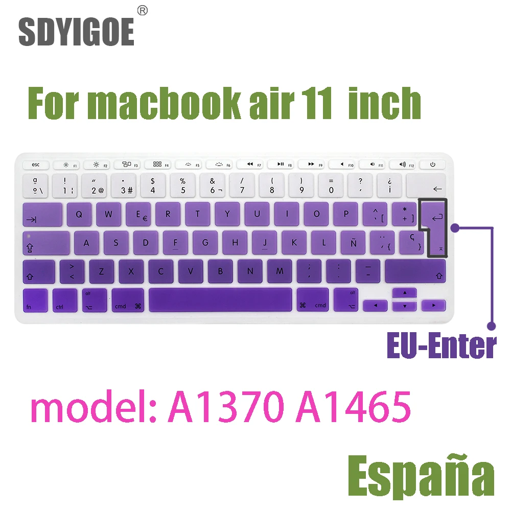 Espainol крышка клавиатуры для macbook air 11 дюймов EU-Enter A1465 A1370 крышка клавиатуры ноутбука силиконовая защитная пленка