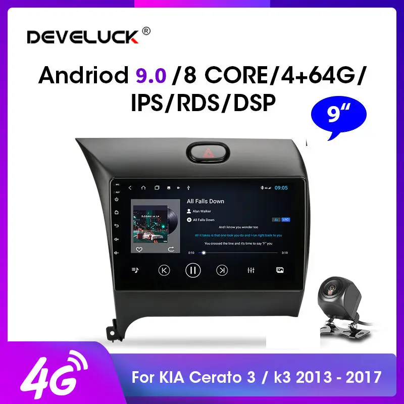 

Android 9.0 2 Din Car Radio Multimedia Video Player Navigation GPS for KIA K3 CERATO FORTE 2013-2017 3 YD Tuner Stereo 4GWifi