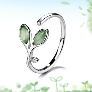 

Simple Green Green Leaf Leaf Ring Female Opening Fresh Fashion Tender Ring Creative Hand Jewelry