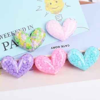 

Resin Crystal Heart Crafts Colorful Resin Embellishments Scrapbooking DIY Accessories For Hair Bows Phone Case Decoration