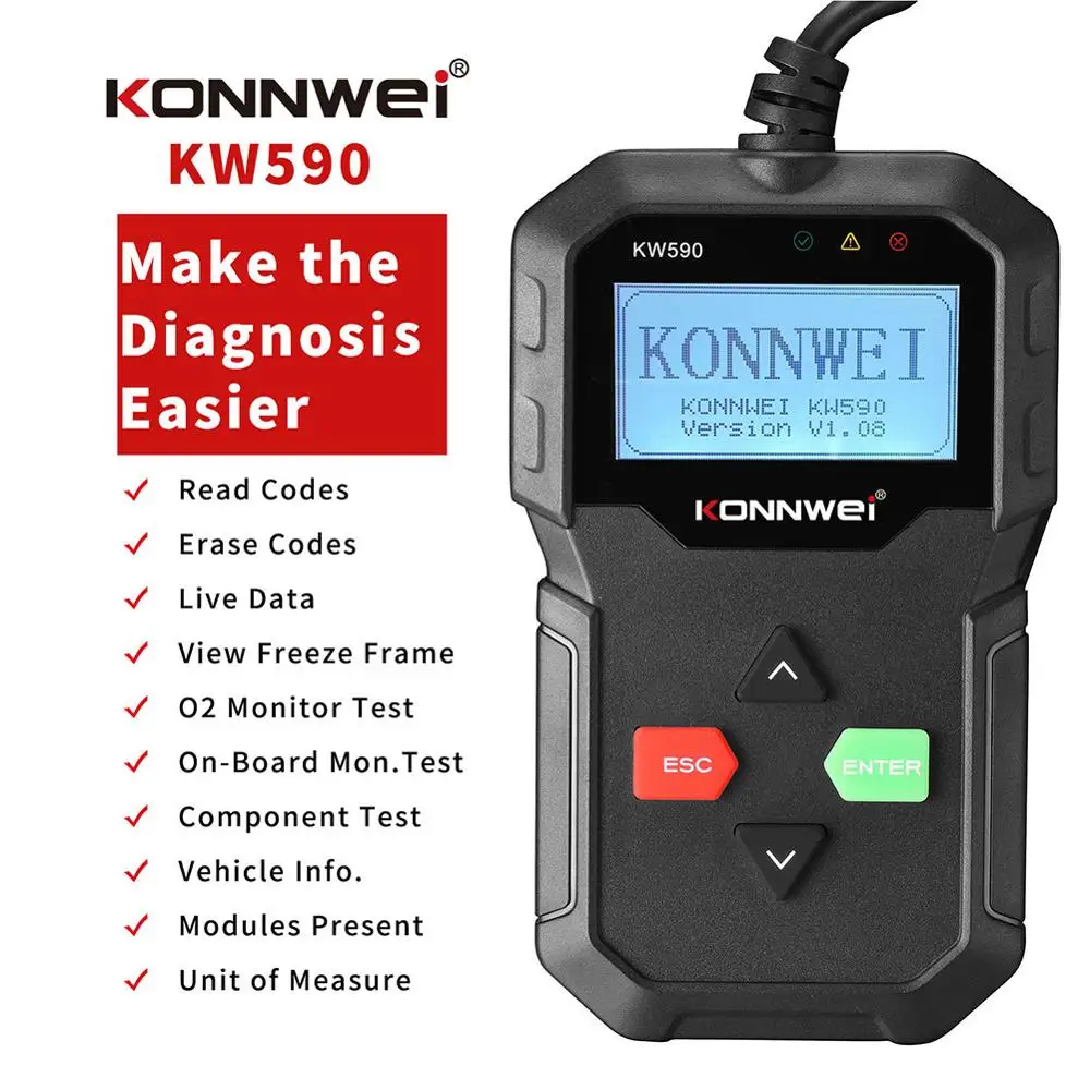 

KONNWEI KW590 Diagnostic Scanner OBD 2 Code Reader Auto Scanner better than elm327 Auto Diagnostic Tool Car Scanner Tools