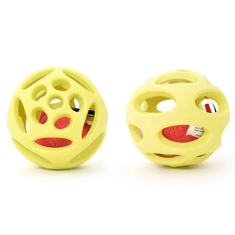 Интерактивная игрушка для домашних животных для кошек с кошачьей мячей и колокольчиком внутри, устойчивый к царапинам резиновый мяч для катания