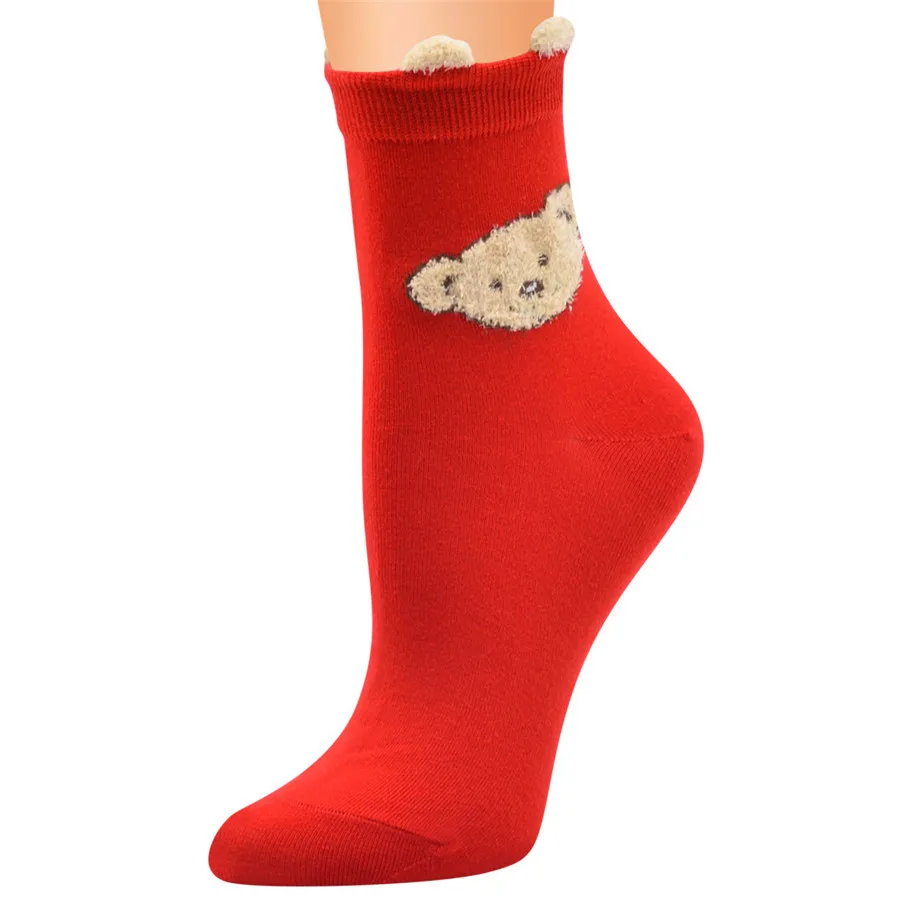 Новогодний подарок, рождественские носки, женские хлопковые носки, Kawaii Calcetines Femme, милые забавные зимние носки для девочек, Санта-Клаус, лось, снег - Цвет: 1
