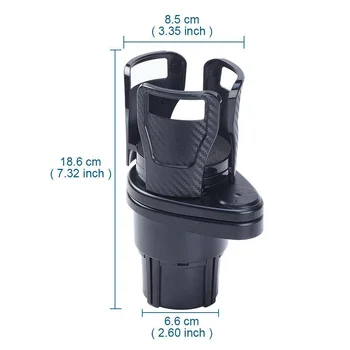 

Universal Cup holder Car 2 in 1 Dual Cup Mount Base Carbon fiber Black