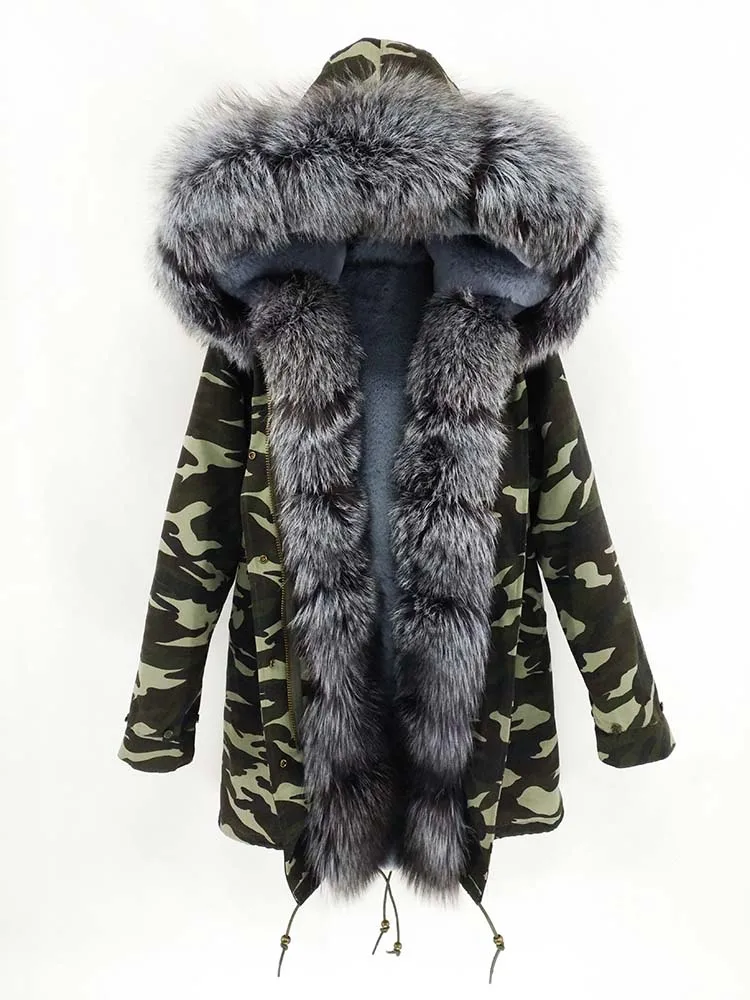 Женское пальто на натуральном лисьем меху FURTJY, длинная парка с капюшоном, теплая, толстая съемная подкладка, зимний сезон - Цвет: 8