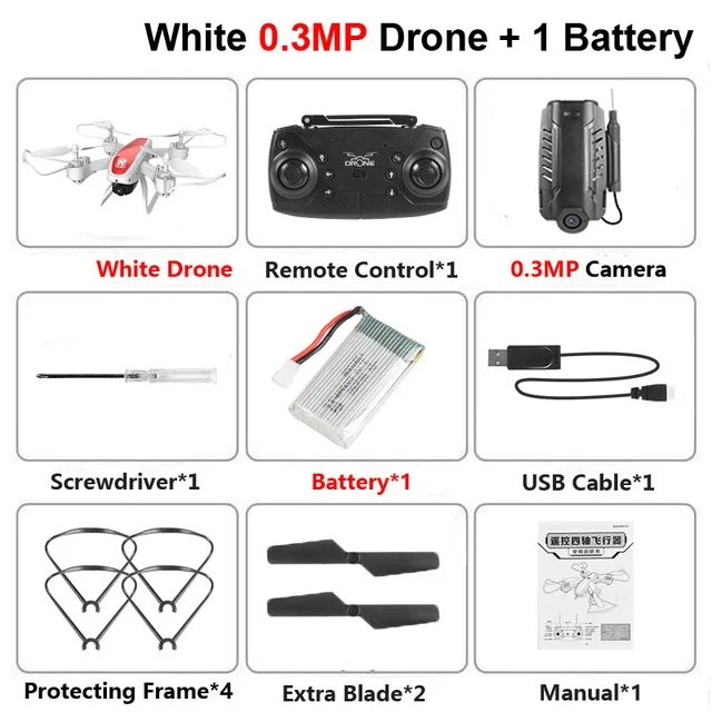Беспилотный Дрон NewRC с камерой HD 4K FPV Дрон оптическое позиционирование потока умный Квадрокоптер Радиоуправляемый вертолет Голосовое управление селфи Дрон - Цвет: White 0.3MP 1battery