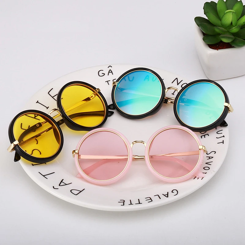 

OLNYLO Metal Frame Kids Sunglasses Round Sun Glasses Girls Boys Brand Sunglasses Children Cute Oculos Eyeglasses UV400