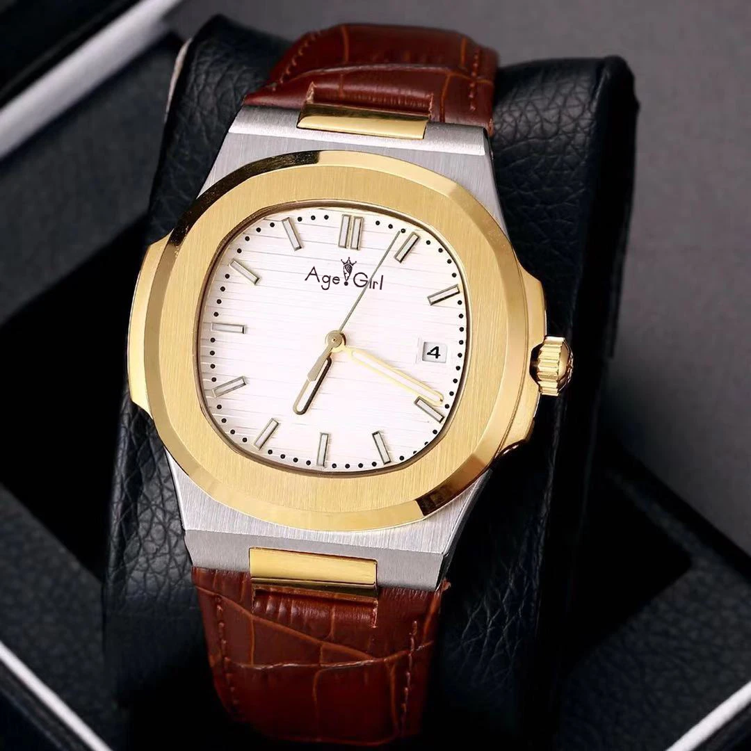 Роскошные брендовые новые Автоматические Мужские механические часы Серебристый желтый золотой Сапфир из нержавеющей стали прозрачный черный кожаный серый синий - Цвет: White