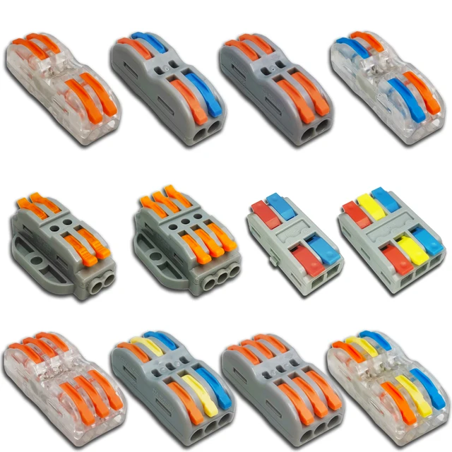 Mini conectores de Cable rápido, Conector de cableado de empalme de resorte de Conductor compacto Universal, bloque de terminales Push-in, SPL/KV-2/3