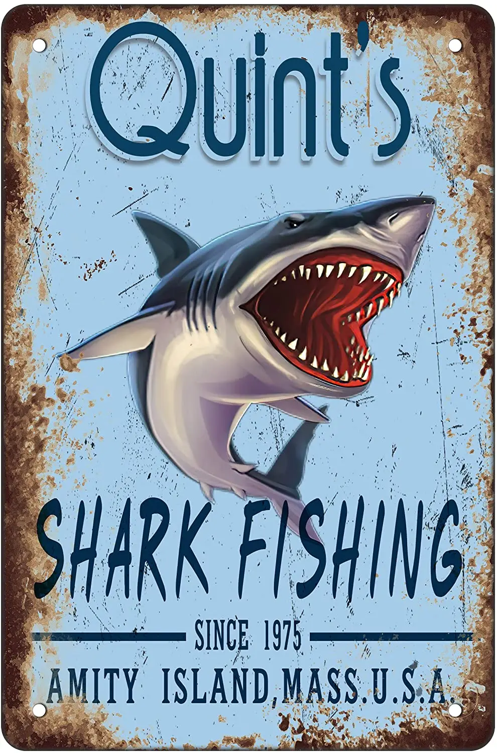 Shark 80s Movie Signage Retro Metal Tin Sign Plaque Decoration Restaurant Theater Corridor | Дом и сад