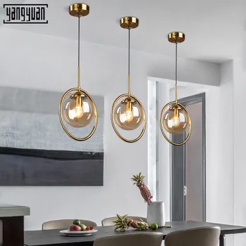 

Modern Pendant Light Loft Decor Glass Ball Lamp Bar Light Kitchen Industrial Lamp In Bedroom Nordic Gold Vintage Hanging Lights