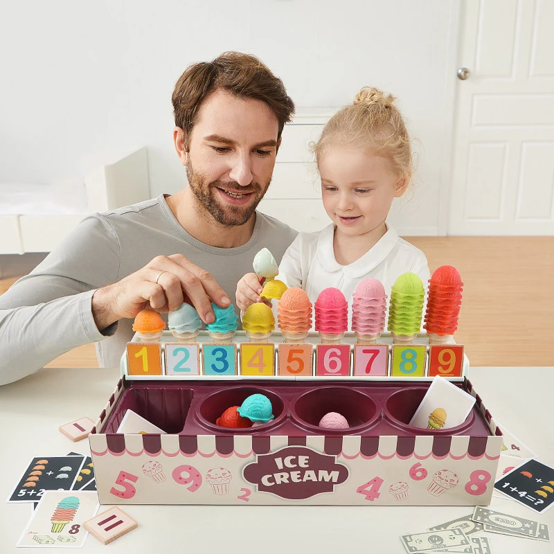 

Ice Cream Set Children's Play House Toys Mathematical Cognitive Snacks Sale Checkout Cashier Enlightenment for Children