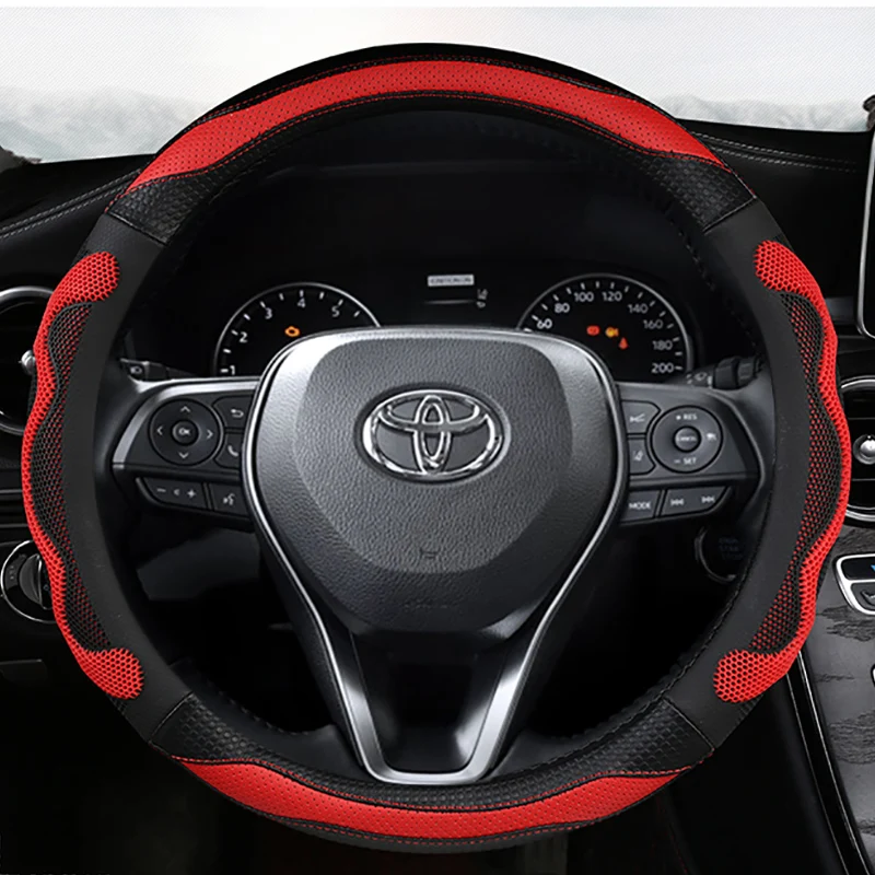 Coprivolante per auto 38cm in pelle per Toyota Camry Corolla Harrier Fortuner Yaris CHR Vios Prius Alphard Rav4 accessori - Image 3