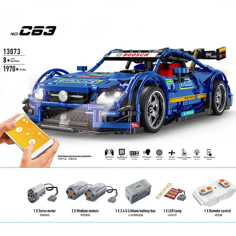

C63 series 13073 Compatible With 6687 APP programming remote control RC Car Set Building Blocks Toy