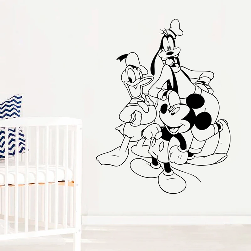 

Cartoon Disney Vinyl Mickey Mouse & Donald Duck & Goofy Wall Stickers For Kids Room Bedroom Accessories Mural Home Decoration