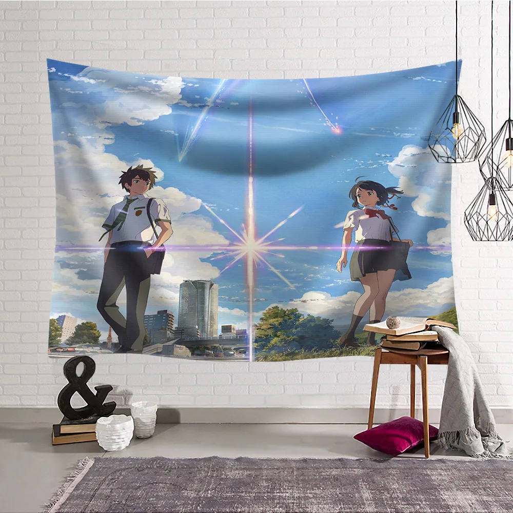 Japan Anime Your Name Wall tapestry beach towel large 200*150cm Cartoon mandala hanging wall art yoga throw | Дом и сад
