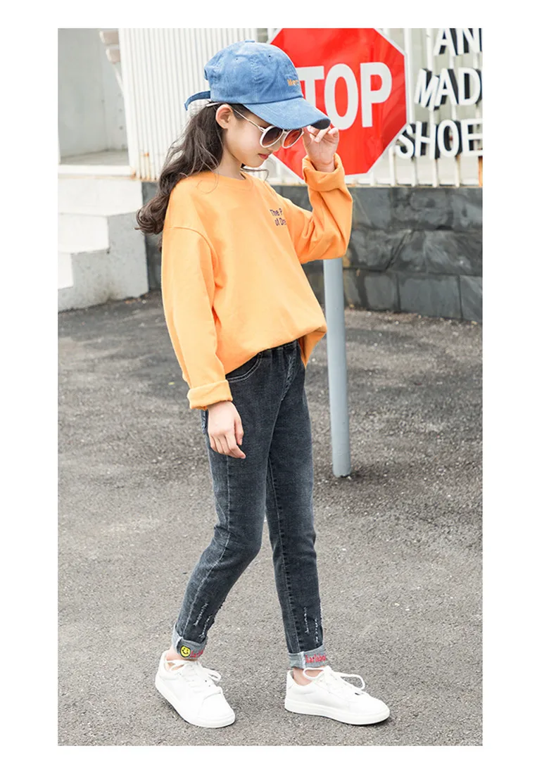 new arrival girls jeans calca jeans feminina children long pants 5-14 years kids jeans