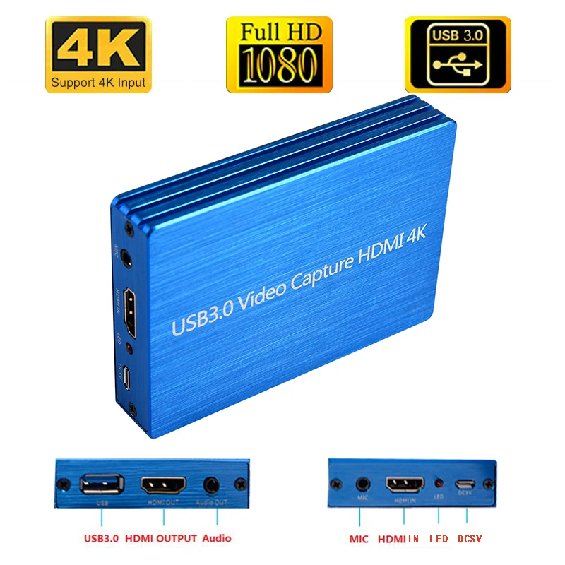 

4K HDMI To USB 3.0 Video Capture Card Dongle 1080P 60fps HD Video Recorder Grabber For OBS Capturing Game Game Capture Card Live