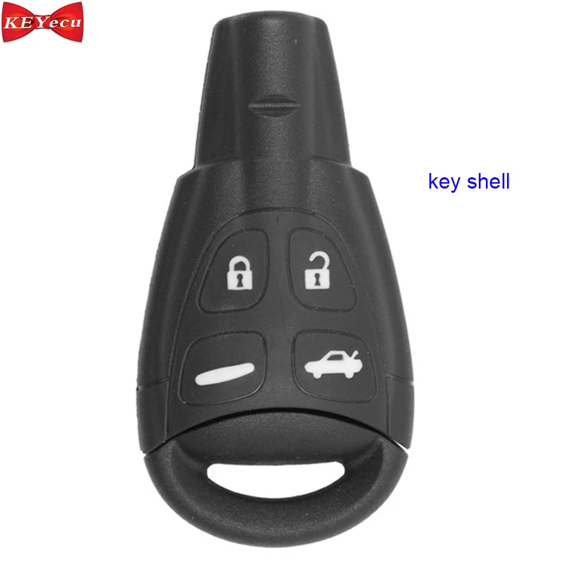 

KEYECU for SAAB 9-3 93 2003-2007 Remote Car Key Shell Case Fob 4 Button With Insert Small Key Blank Blade Uncut