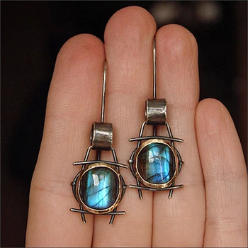 

Vintage Blue Resin Stone Earrings for Women Tribal Boho Round Drop Dangle Earrings Indian Jewelry Z3M609