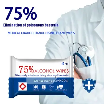 

5 Packs Alcohol Wet Wipes Disposable Hand Skin Disinfection Cleansing Paper Tissue