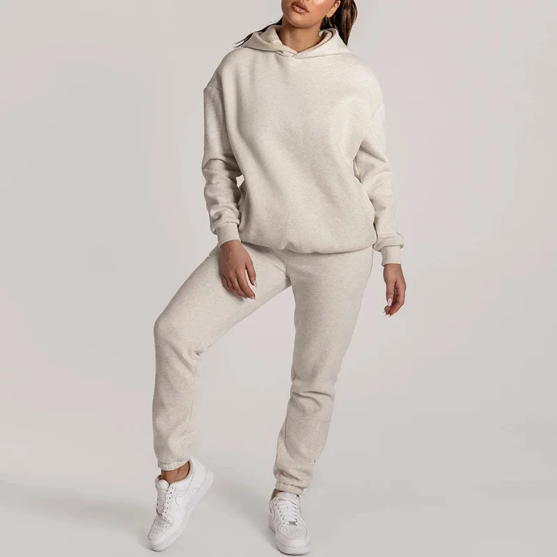 

Autumn Winter Streetwear Solid Outfits Women Joggers 2 Piece Sets Hooded Sweatshirt Pants Two Piece Set Tracksuit Sweatpants
